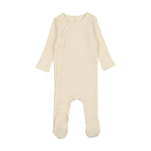 Lil Legs Dotted Side Snap Footie and Beanie - Ivory/Mulberry