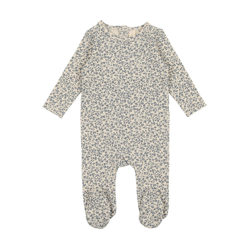 Lil Legs Printed Floral Footie - French Blue