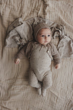 Load image into Gallery viewer, Lil Legs Printed Pointelle Wrap Footie &amp; Bonnet - Taupe