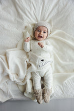 Load image into Gallery viewer, Lil Legs Stripe Print Footie &amp; Beanie - Cream/Oat
