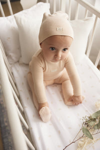 Lil Legs Pointelle Bebe Footie, Beanie & Blanket - Shell Pink