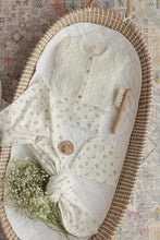 Load image into Gallery viewer, Lil Legs Dainty Floral Footie, Beanie &amp; Blanket - Winter White