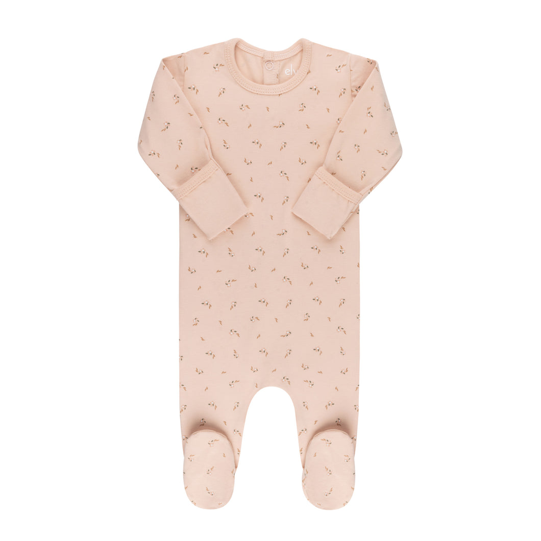 Ely's & Co. Printed Floral Footie and Beanie - Pink