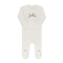 Load image into Gallery viewer, Ely&#39;s &amp; Co. Velour Pocket Full of Flowers Footie &amp; Beanie - Ivory/Blue