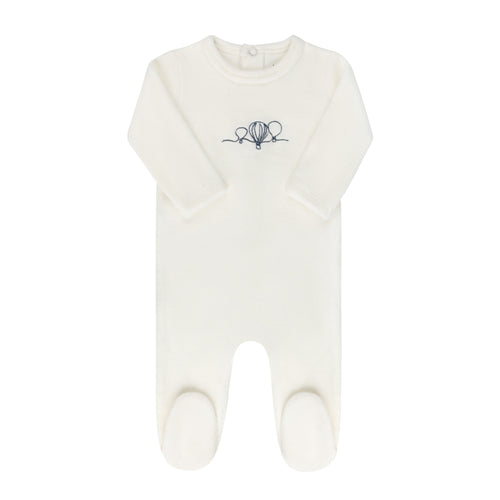 Ely's & Co. Velour Hot Air Balloon Footie - Ivory/Blue