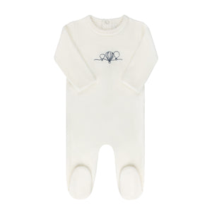 Ely's & Co. Velour Hot Air Balloon Footie - Ivory/Blue