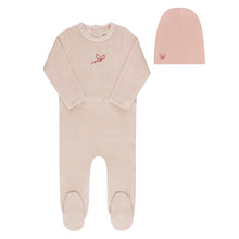 Load image into Gallery viewer, Ely&#39;s &amp; Co Velour Stripe Footie &amp; Beanie - Light Pink