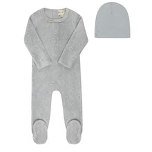 Load image into Gallery viewer, Ely&#39;s &amp; Co Velour Embroidered Floral Footie &amp; Beanie - Blue