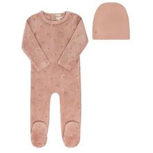 Load image into Gallery viewer, Ely&#39;s &amp; Co Velour Embroidered Floral Footie &amp; Beanie - Pink