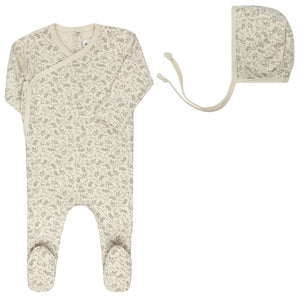 Ely's & Co Vine Collection Footie & Bonnet - Ivory Sage