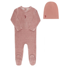 Load image into Gallery viewer, Ely&#39;s &amp; Co Velour Stripe Footie &amp; Beanie - Dark Pink