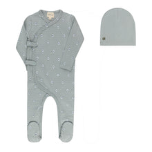 Load image into Gallery viewer, Ely's &amp; Co Floral Dot Footie &amp; Beanie - Blue
