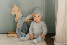 Load image into Gallery viewer, Ely&#39;s &amp; Co Velour Embroidered Floral Footie &amp; Beanie - Blue