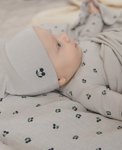 Ely's & Co. Modal Cherry Print Footie & Beanie - Blue
