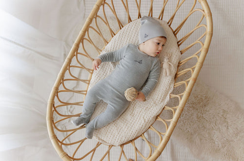 Ely's & Co Velour Stripe Footie & Beanie - Light Blue