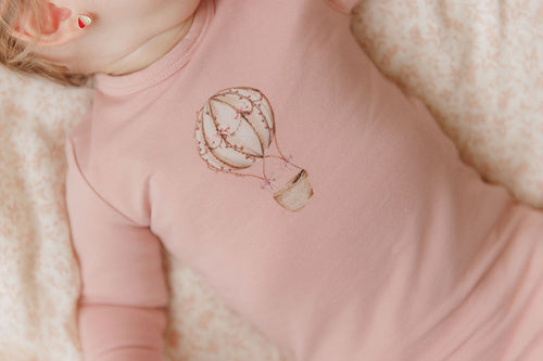 Ely's & Co French Terry Hot Air Balloon Footie - Pink