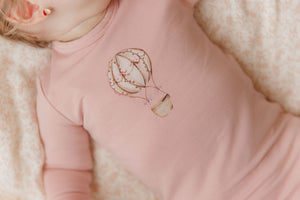 Ely's & Co French Terry Hot Air Balloon Footie - Pink