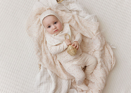 Ely's & Co Vine Collection Footie & Bonnet - Ivory Pink