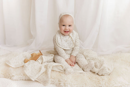 Ely's & Co Vine Collection Footie & Bonnet - Ivory Sage