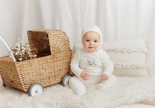 Ely's & Co Velour Bicycle 3 Pc Set - Ivory Boy