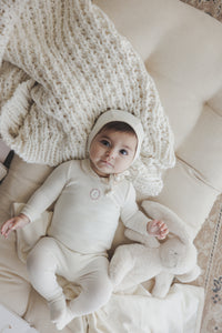 Lil Legs Emblem Embroidered 3 Pc Set - Cream/Pink