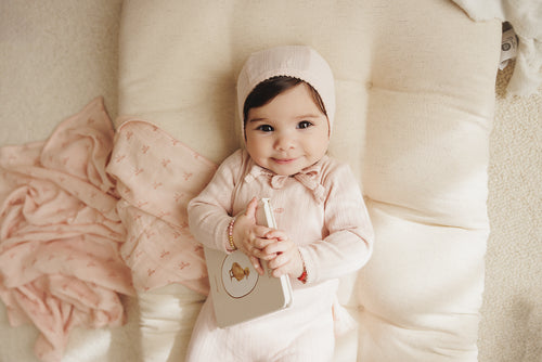 Lil Legs Pointelle Graphic 3 Pc Set - Soft Pink Bow