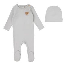 Load image into Gallery viewer, Lil Legs Bear Applique Footie &amp; Beanie - Pale Blue