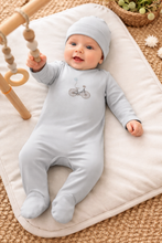 Load image into Gallery viewer, Maniere Balloon Ride Footie &amp; Beanie - Dusty Blue