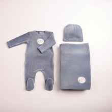 Load image into Gallery viewer, Bee and Dee Birdie Branch Velour 3 Pc Set - Indigo