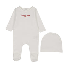 Load image into Gallery viewer, Maniere Bonjour Le Monde Footie &amp; Beanie - White/Red