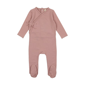 Lil Legs Brushed Cotton Wrapover Footie and Beanie - Rose