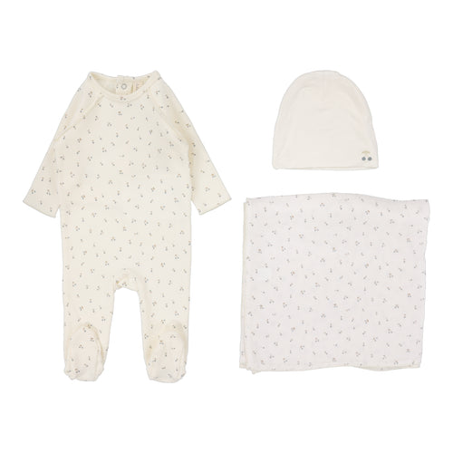 Lil Legs Cherry Print 3 Pc Set - Pale Blue