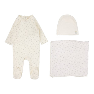 Lil Legs Cherry Print 3 Pc Set - Pale Blue