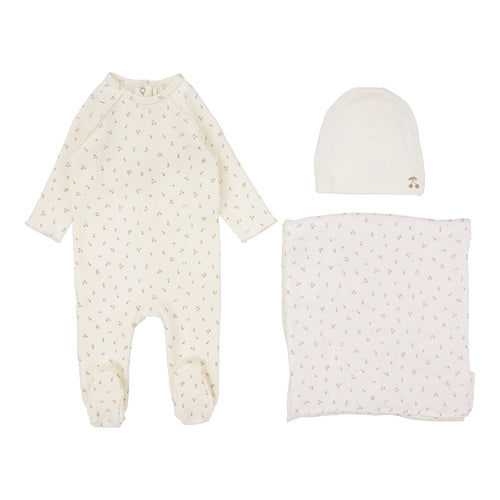 Lil Legs Cherry Print 3 Pc Set - Dusty Pink