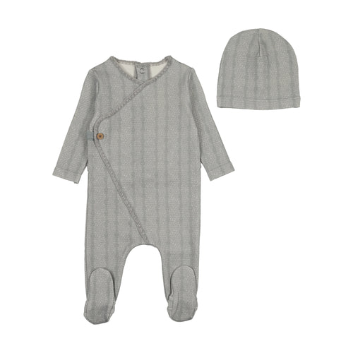 Bee and Dee Cable Stitch Wrap Footie & Beanie - Dusty Blue