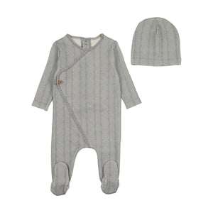 Bee and Dee Cable Stitch Wrap Footie & Beanie - Dusty Blue
