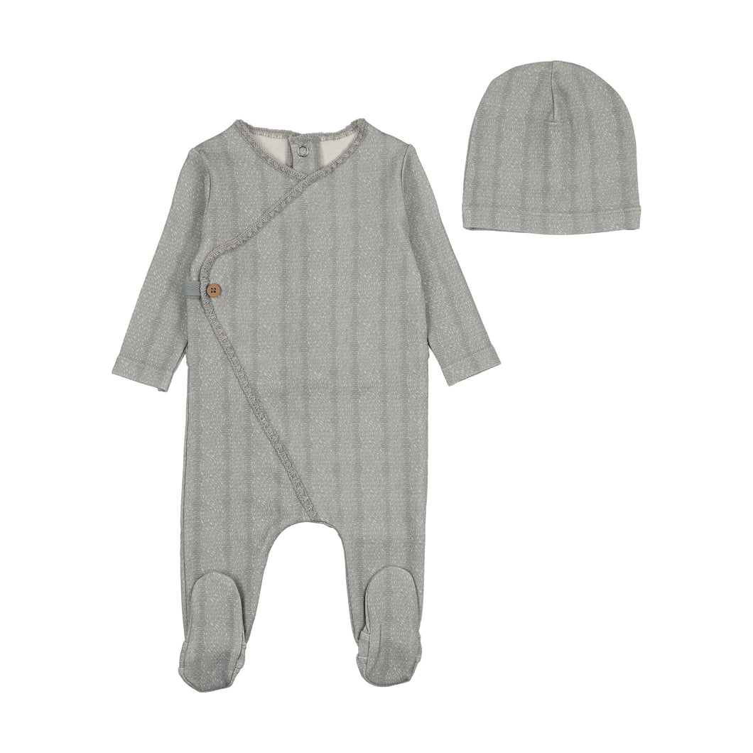Bee and Dee Cable Stitch Wrap Footie & Beanie - Dusty Blue