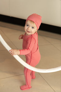 Bee & Dee Classic Ribbed 3 pc Set - Bright Coral