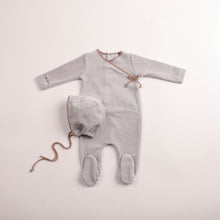 Load image into Gallery viewer, Bee and Dee Classic Stitch Velour Footie &amp; Bonnet - Dusty Blue