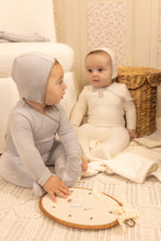 Load image into Gallery viewer, Bee and Dee Classic Stitch Velour Footie &amp; Bonnet - Chalk White