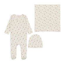 Load image into Gallery viewer, Lil Legs Dainty Floral Footie, Beanie &amp; Blanket - Winter White