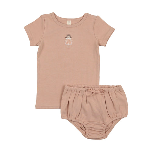 Lil Legs Embroidered Bloomer Set - Pink Doll
