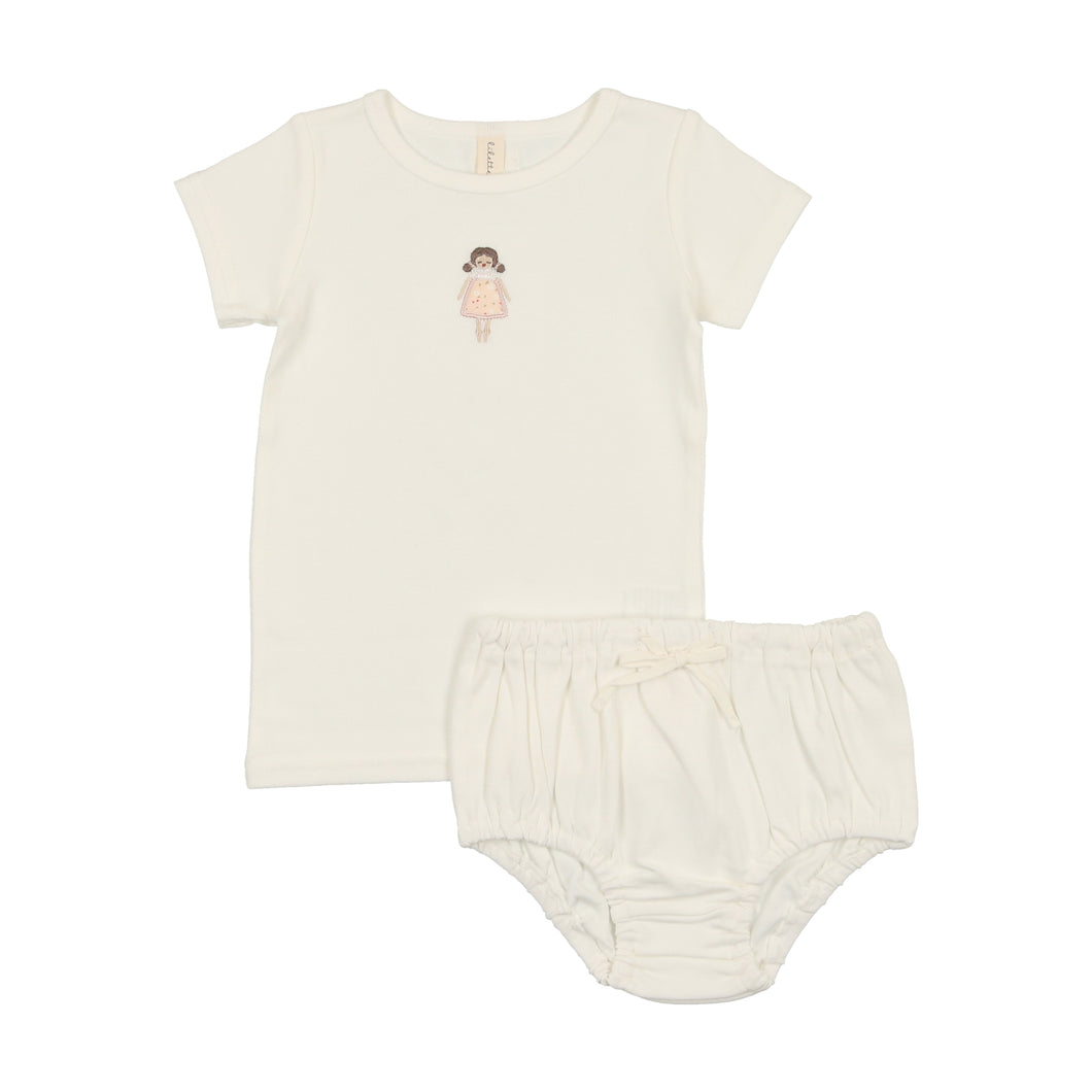 Lil Legs Embroidered Bloomer Set - White Doll