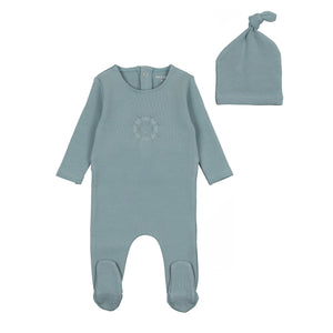 Bee and Dee Embossed Footie, Beanie & Blanket - Glacier