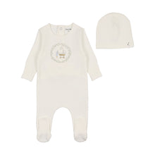 Load image into Gallery viewer, Bee &amp; Dee Gingham Cradle Footie &amp; Beanie - Arctic White Boys