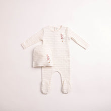 Load image into Gallery viewer, Bee and Dee Goose on Script Footie &amp; Beanie - Linen Girls