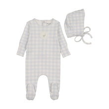 Load image into Gallery viewer, Bee and Dee Goose on Plaid Footie &amp; Bonnet - Chalk White Boys