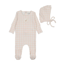 Load image into Gallery viewer, Bee and Dee Goose on Plaid Footie &amp; Bonnet - Chalk White GIrls