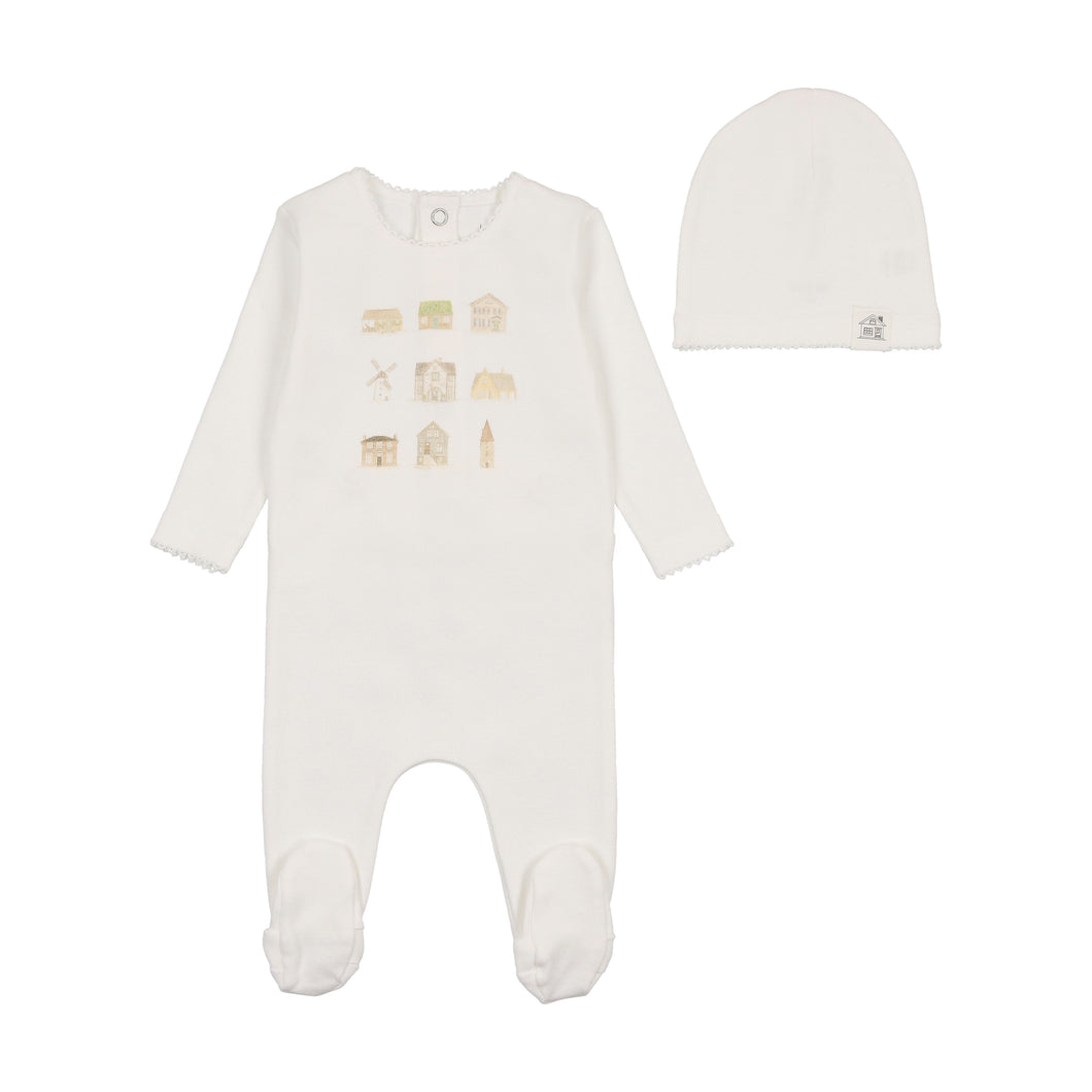 Bee & Dee Home Sweet Footie & Beanie - Chalk White Boys