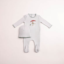 Load image into Gallery viewer, Bee and Dee Kids in Sketch Footie &amp; Beanie - Crisp Blue